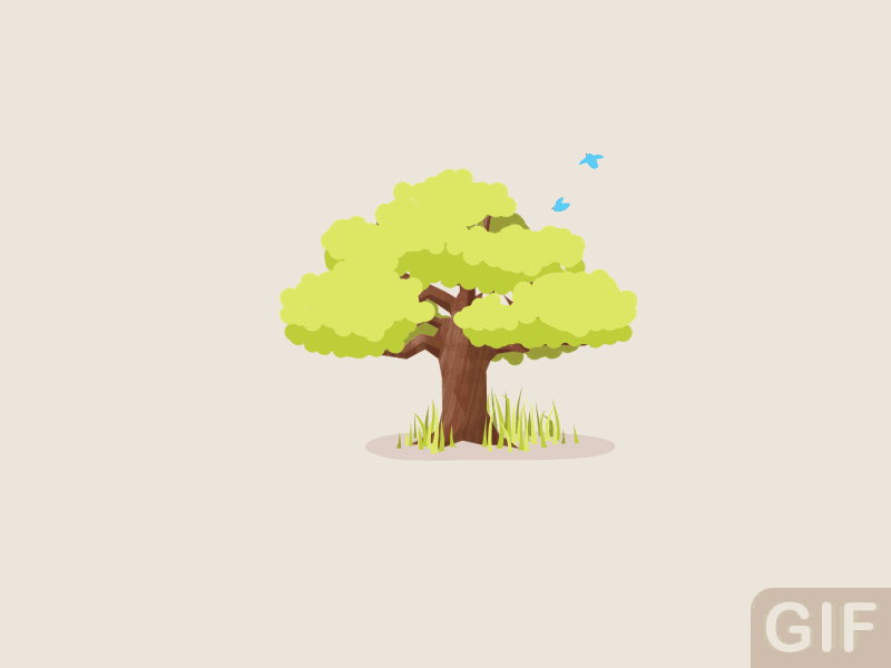 Tree of seasons gif. Branch clipart animation