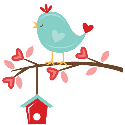 Valentine bird on svg. Branch clipart cute