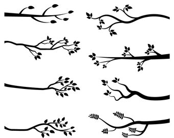 Bare tree etsy black. Branch clipart silhouette
