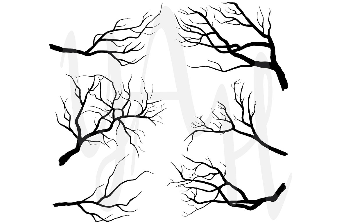 Silhouettes clip art illustrations. Branch clipart silhouette