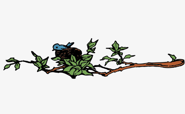 Nest on blue branches. Branch clipart twig