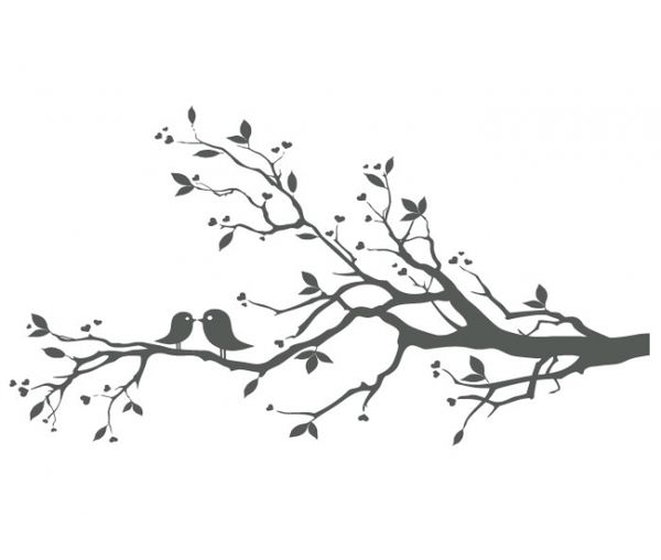 Branch clipart vintage. Wedding silhouettes tree birds
