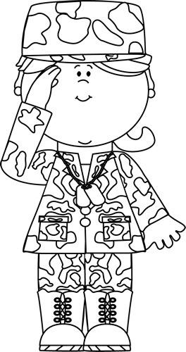 Military girl saluting clip. Brave clipart black and white