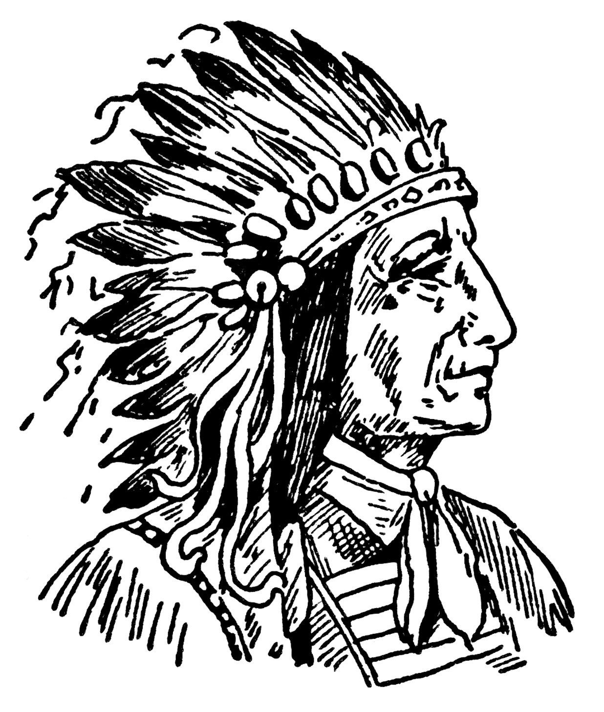 Warrior clipart outline. Indian chief clip art