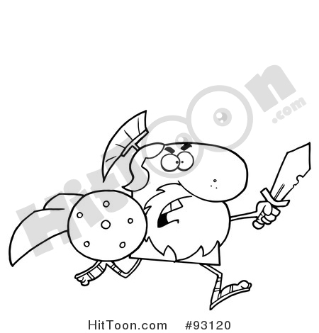 Brave clipart black and white. Gladiator outlined knight running