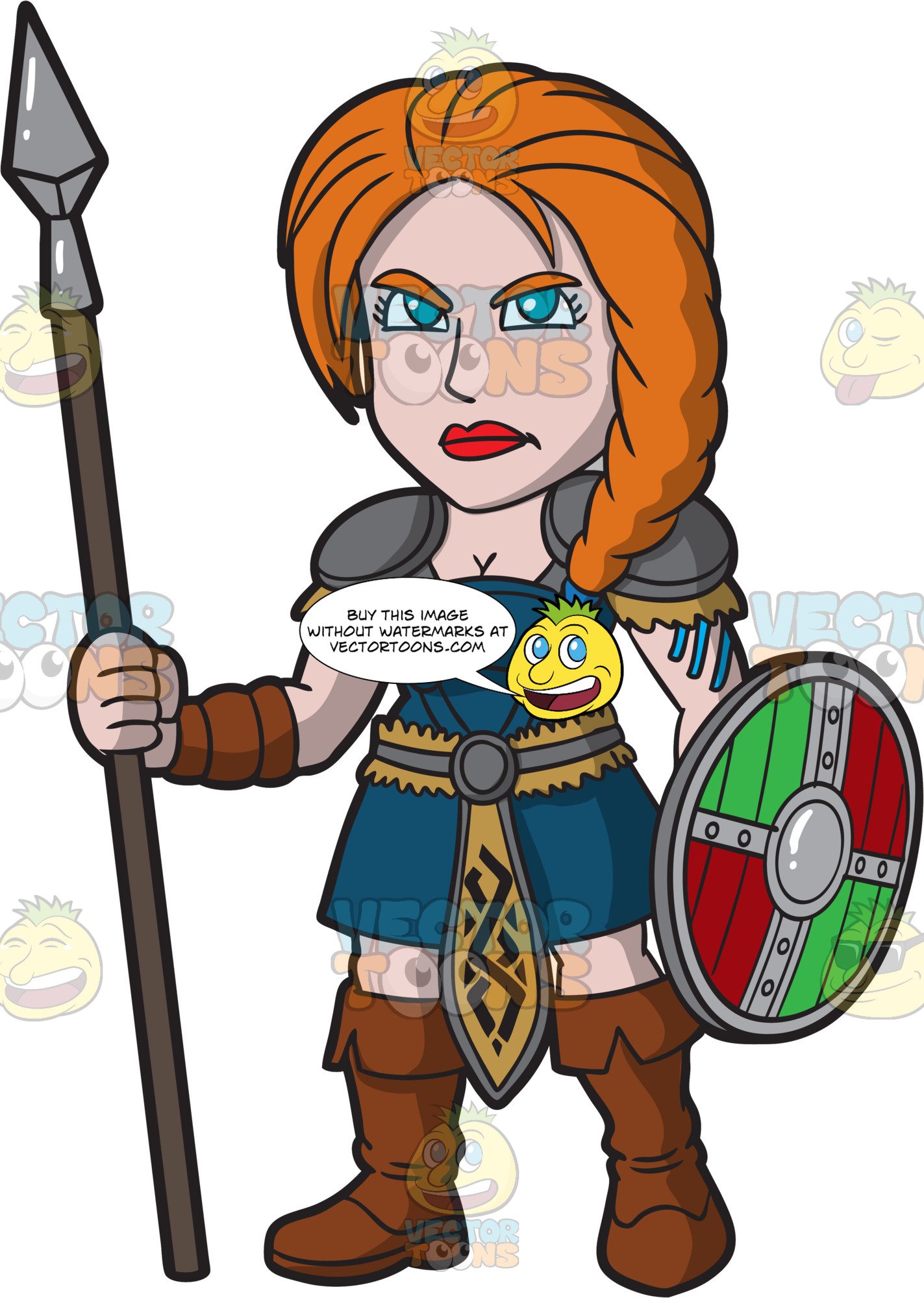A brave female viking. Warrior clipart bravery