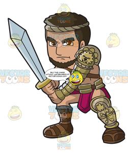 Brave clipart cartoon. A gladiator 
