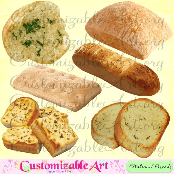 Bread clipart bread italian. Digital garlic loaf slice