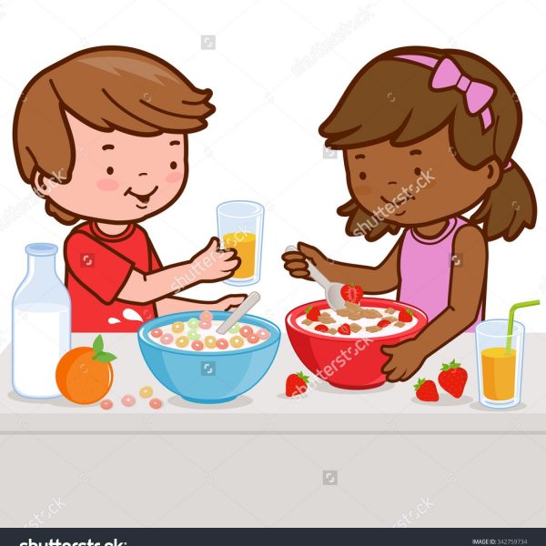 Kids eating within boy. Breakfast clipart healthy breakfast