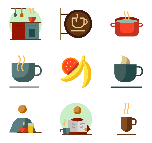 Icons free vector coffee. Clipart food breakfast