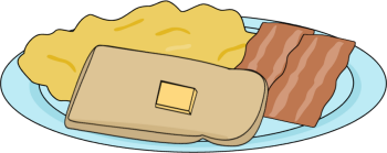 Scrambled eggs and clip. Bacon clipart breakfast plate