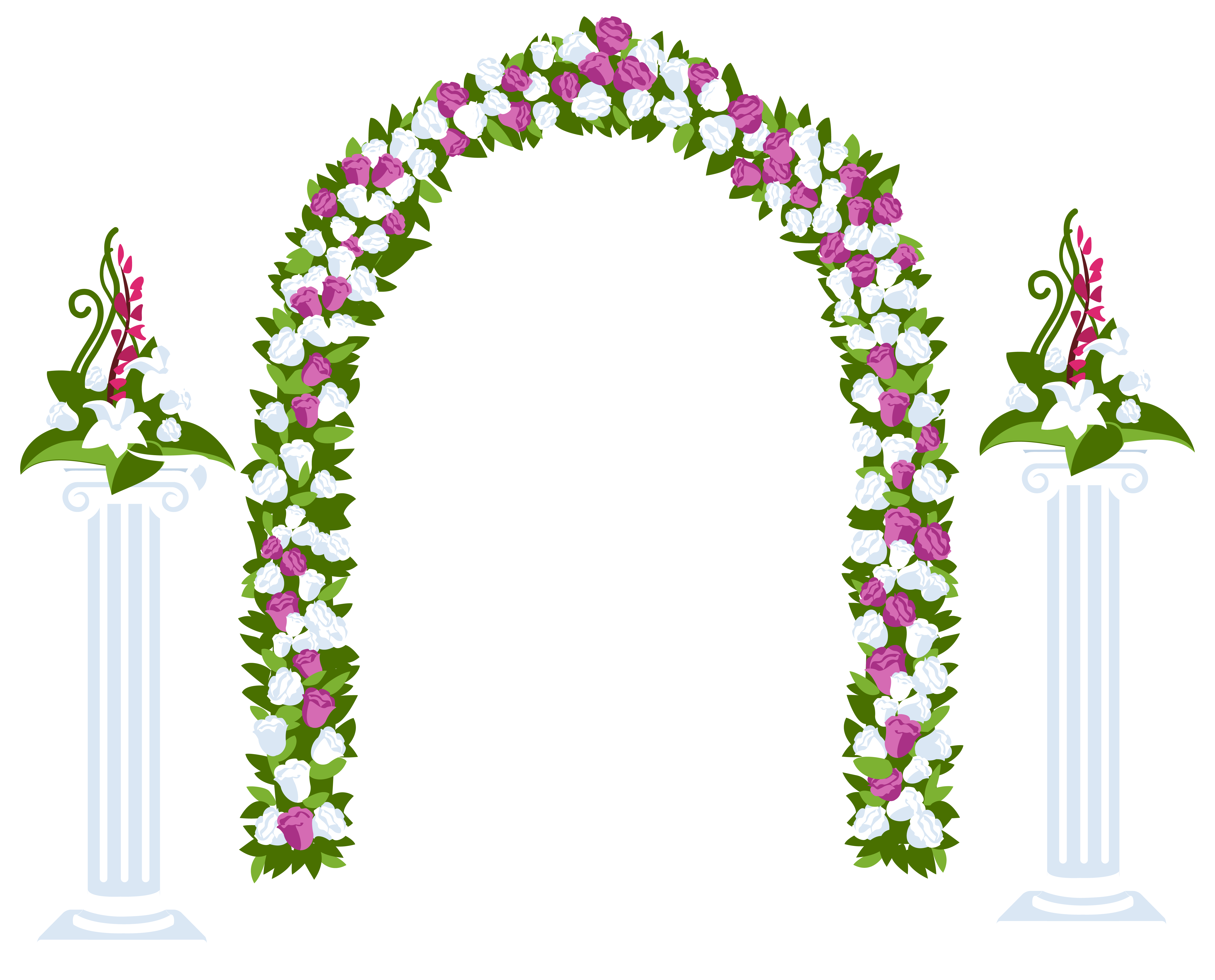Floral arch and columns. Gate clipart flower