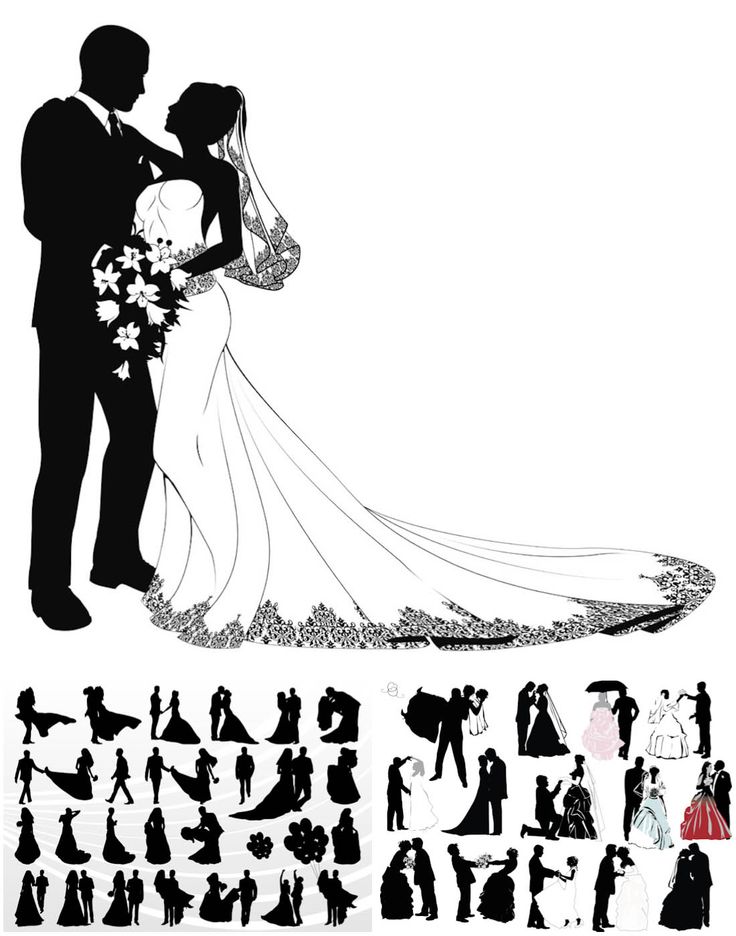 clipart wedding black and white