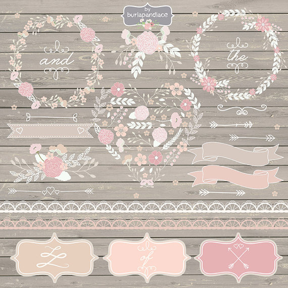 Hand draw rustic flowers. Bridal clipart country wedding