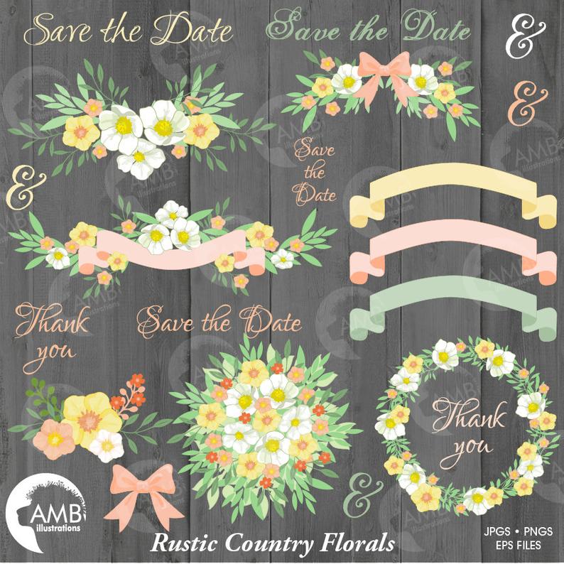 Bridal clipart country wedding. Rustic shower floral shabby