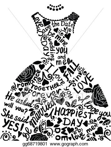 Vector art wedding invitation. Bridal clipart elegance