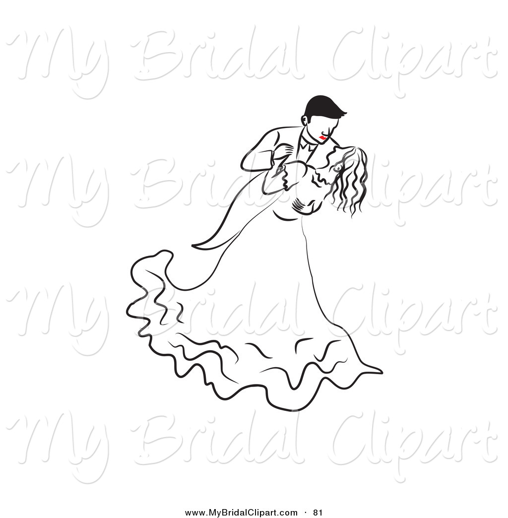 Bridal clipart line. Of a dancing drawn