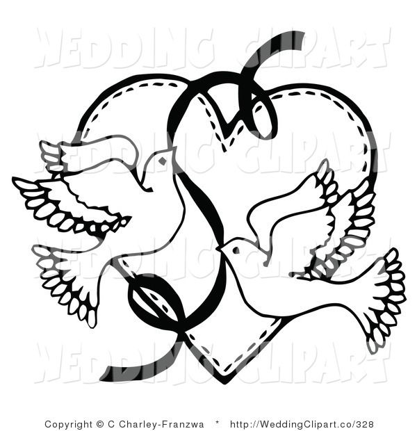 Free downloadable wedding clip. Marriage clipart line art