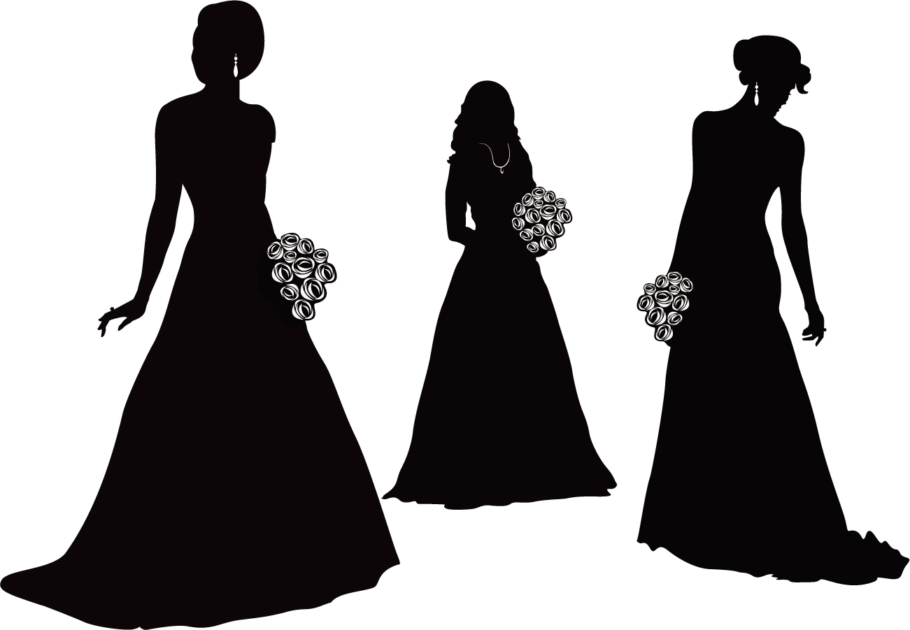 Bridal clipart silhouette.  collection of bride