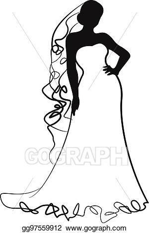 Vector stock bride illustration. Bridal clipart silhouette