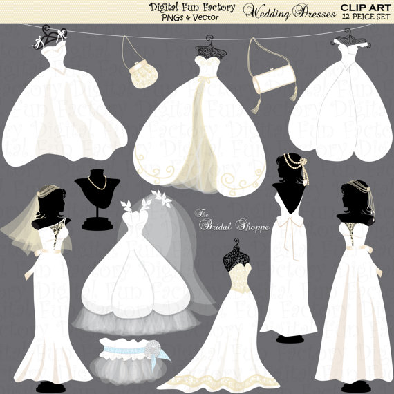 bridal clipart wedding gown