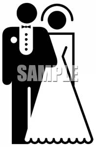 Black and white groom. Bride clipart icon