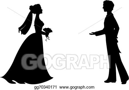 Bride clipart silhouette. Vector stock silhouettes of