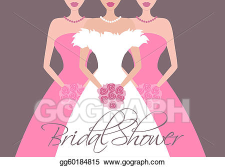 Vector and bridesmaids in. Bride clipart two