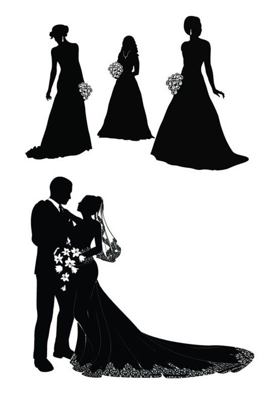 Bride clipart two. And groom silhouette free