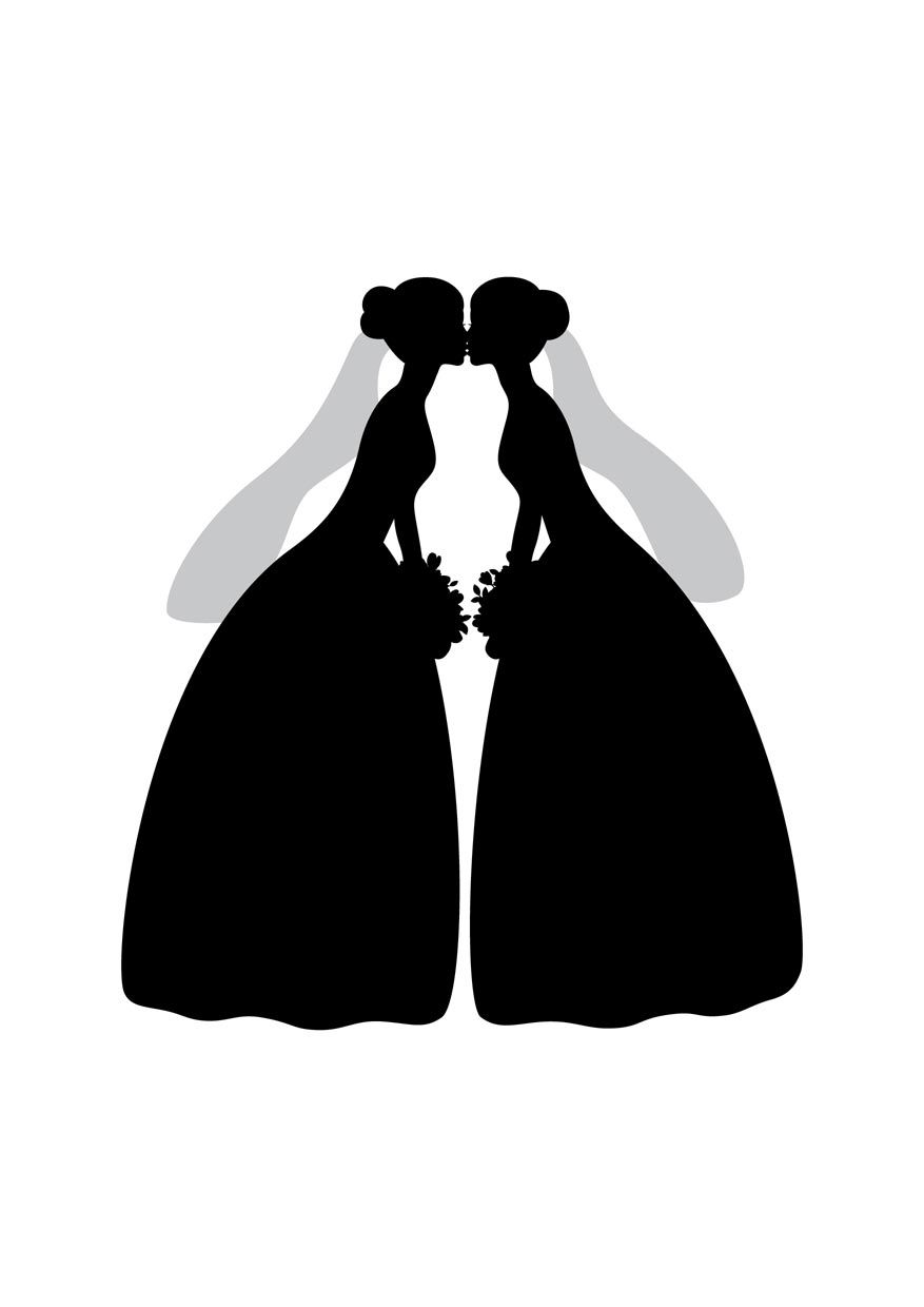 Silhouette brides dresses lesbian. Bride clipart two