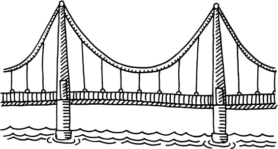 Pencil in color . Bridge clipart black and white