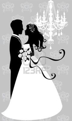 Bridge clipart groom. Bride and silhouette vector