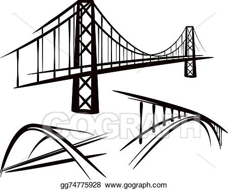 Bridge clipart illustration. Vector stock set of