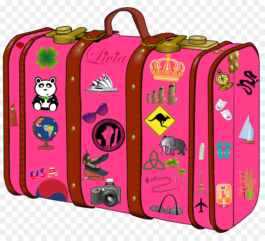 Baggage suitcase travel clip. Briefcase clipart pink