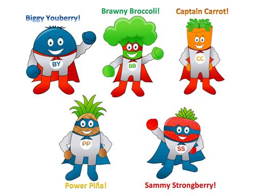 Super hero fruits and. Carrot clipart superhero