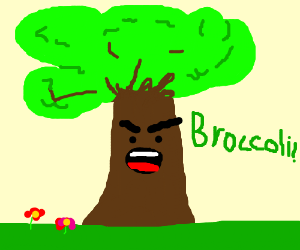 Broccoli clipart talking. A tree with its
