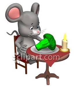 Broccoli clipart talking. Cartoon mouse eating royalty