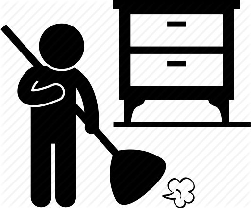 Obedient good kid by. Broom clipart chore