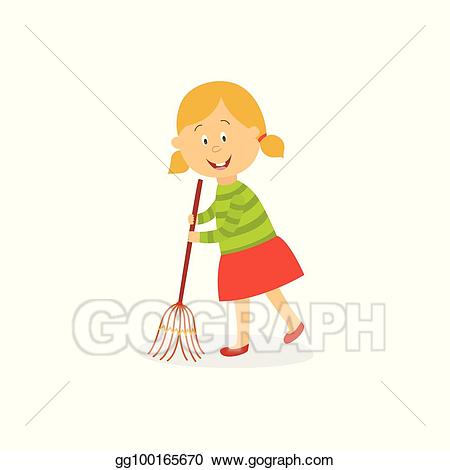 Vector stock funny little. Broom clipart chore