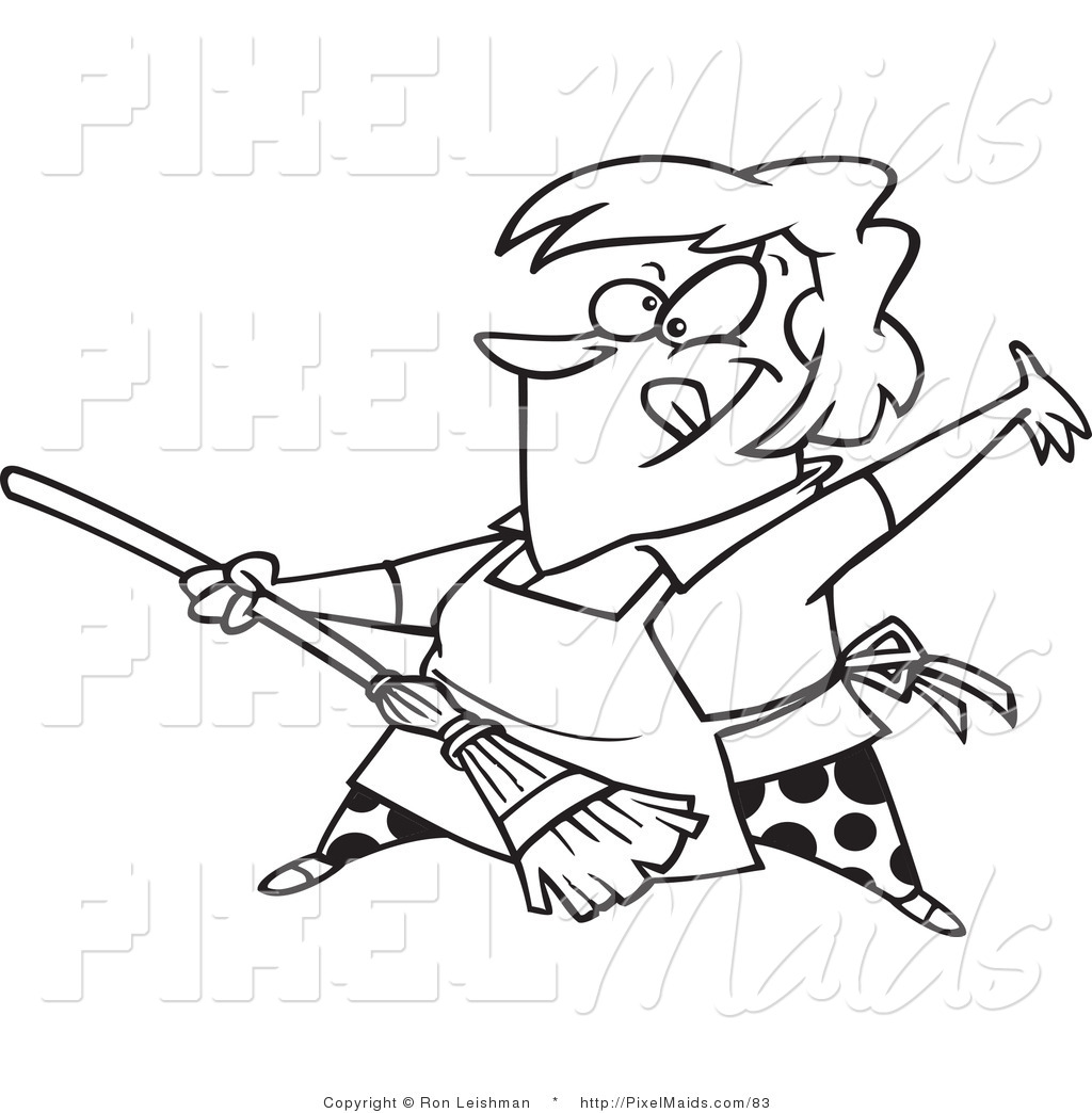 broom clipart coloring page