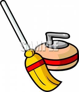 A stone with recipes. Broom clipart curling rock
