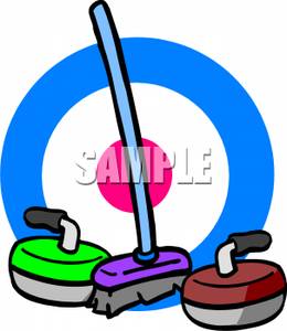 Angry . Broom clipart curling rock