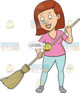 broom clipart female