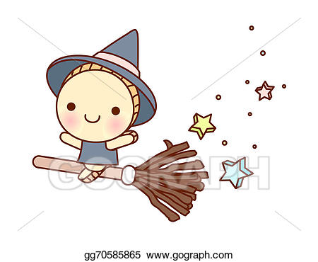 broom clipart flying