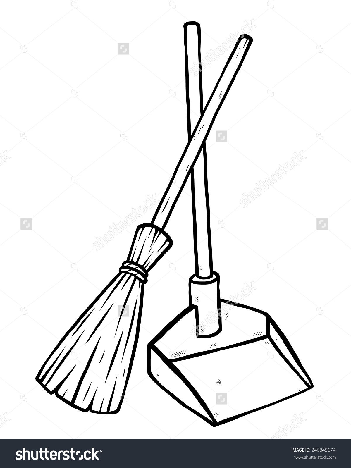 broom clipart outline