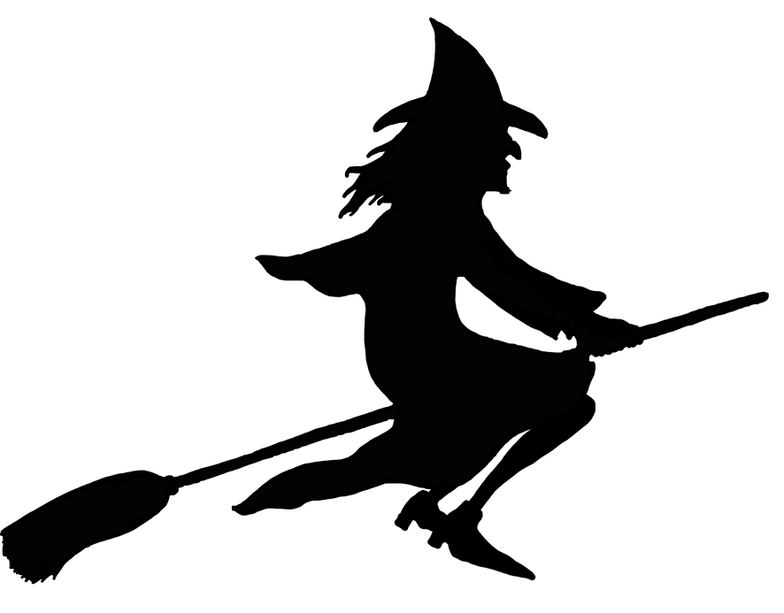 Witch on broomstick at. Elmo clipart silhouette