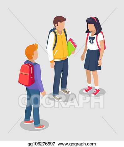 Vector art teenage students. Teen clipart different student