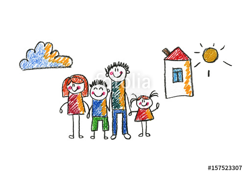 Brother clipart daughter. Kids drawing happy family