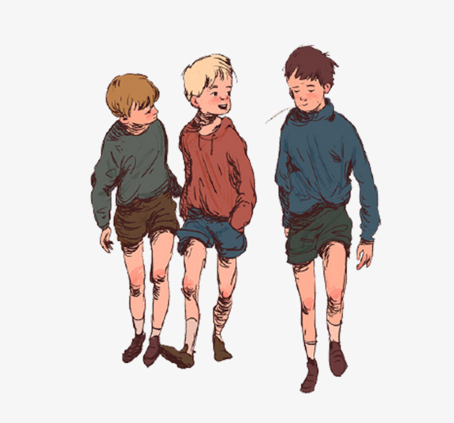 Brothers clipart standing. Cartoon three boys boy