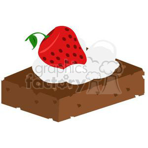 Brownie clipart cartoon. With whip cream and